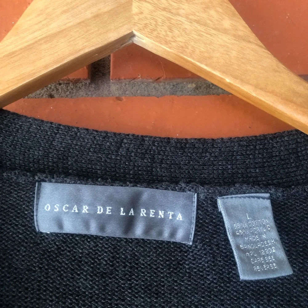 OSCAR DE LA RENTA Men's Button Front Gray Cardigan Cotton Blend  Size Large - Picture 4 of 4